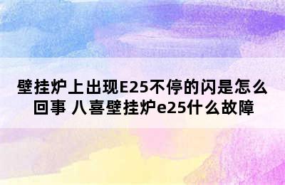 壁挂炉上出现E25不停的闪是怎么回事 八喜壁挂炉e25什么故障